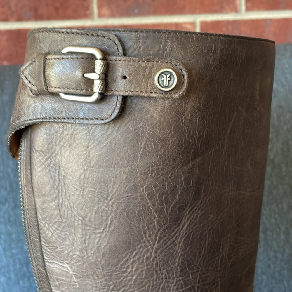 FRYE Jayden riding boots long brown oiled leather size US 8 - Picture 8 of 13